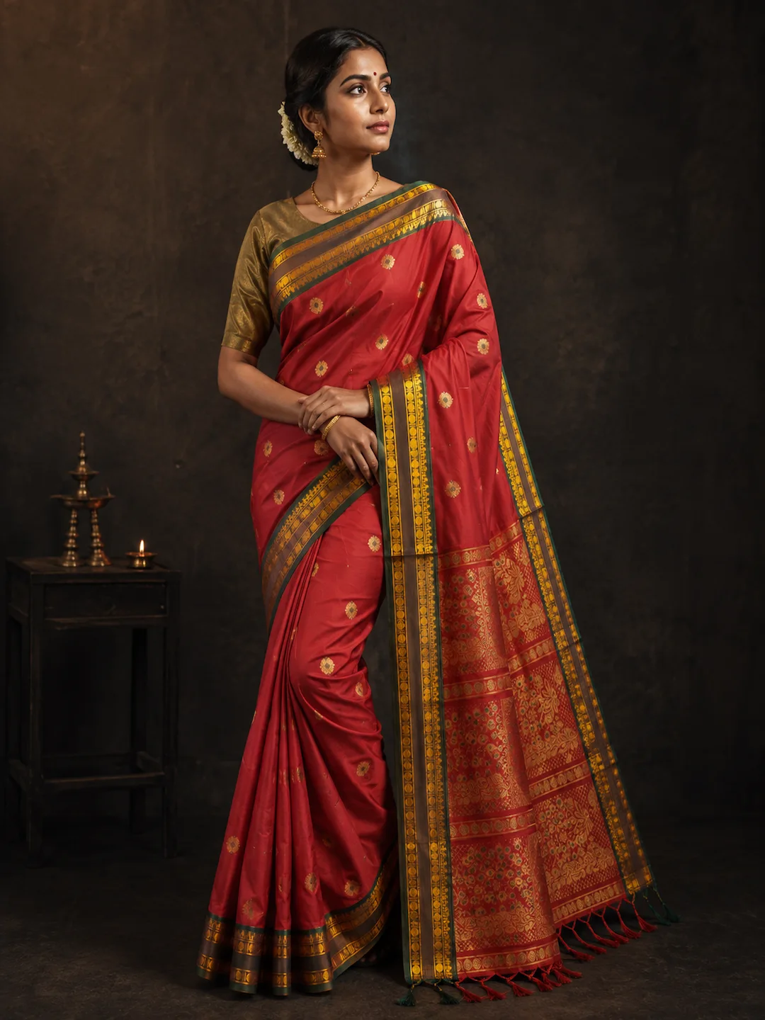 Crimson Aura — 100s Count Pure Cotton saree