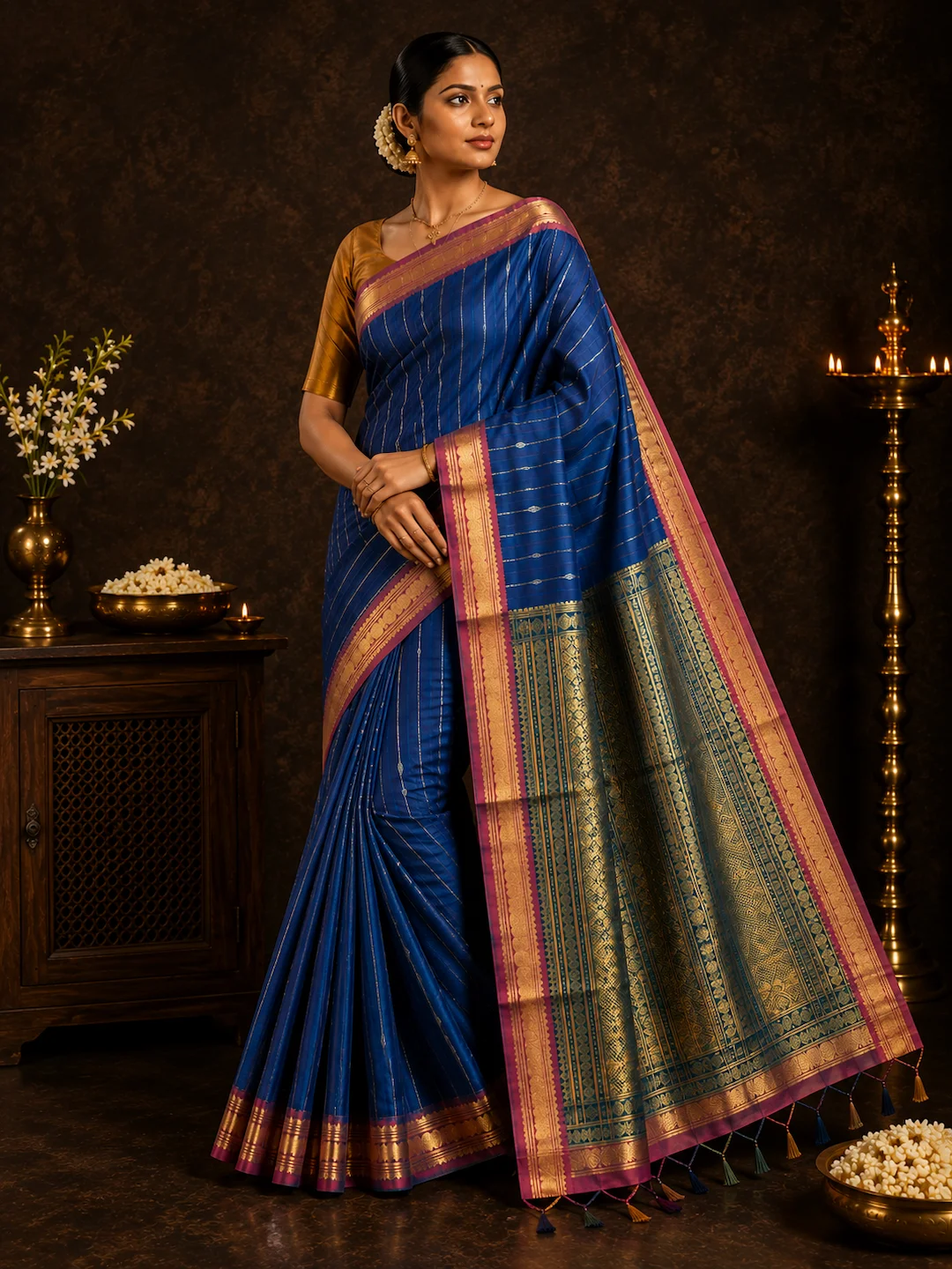 Royal Azure 100s count — 100s Count Pure Cotton saree