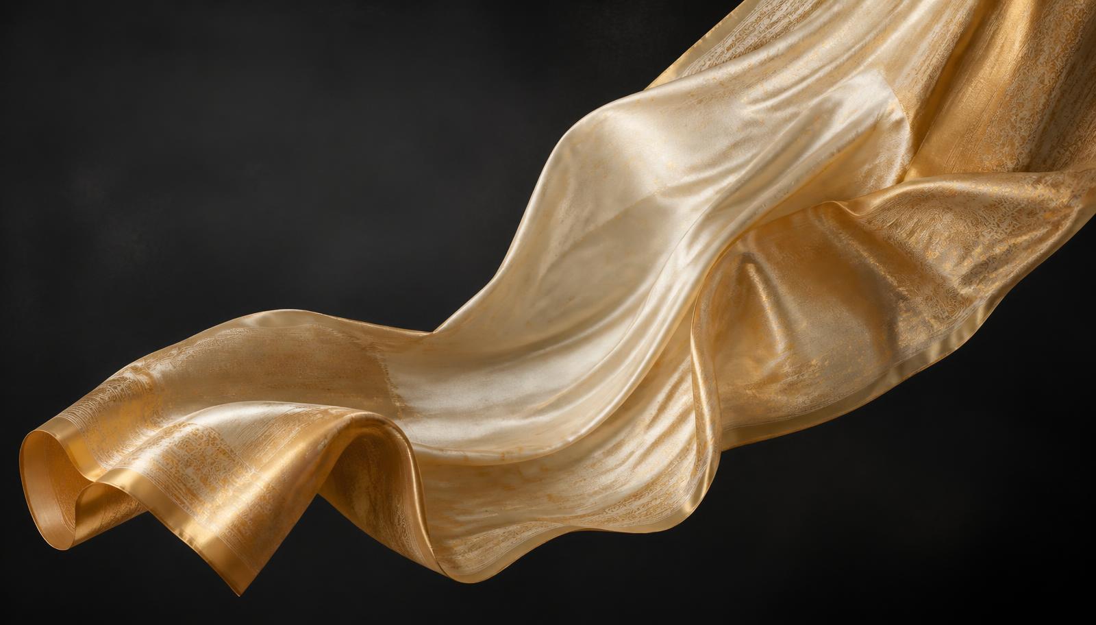 Flowing ivory and gold silk
